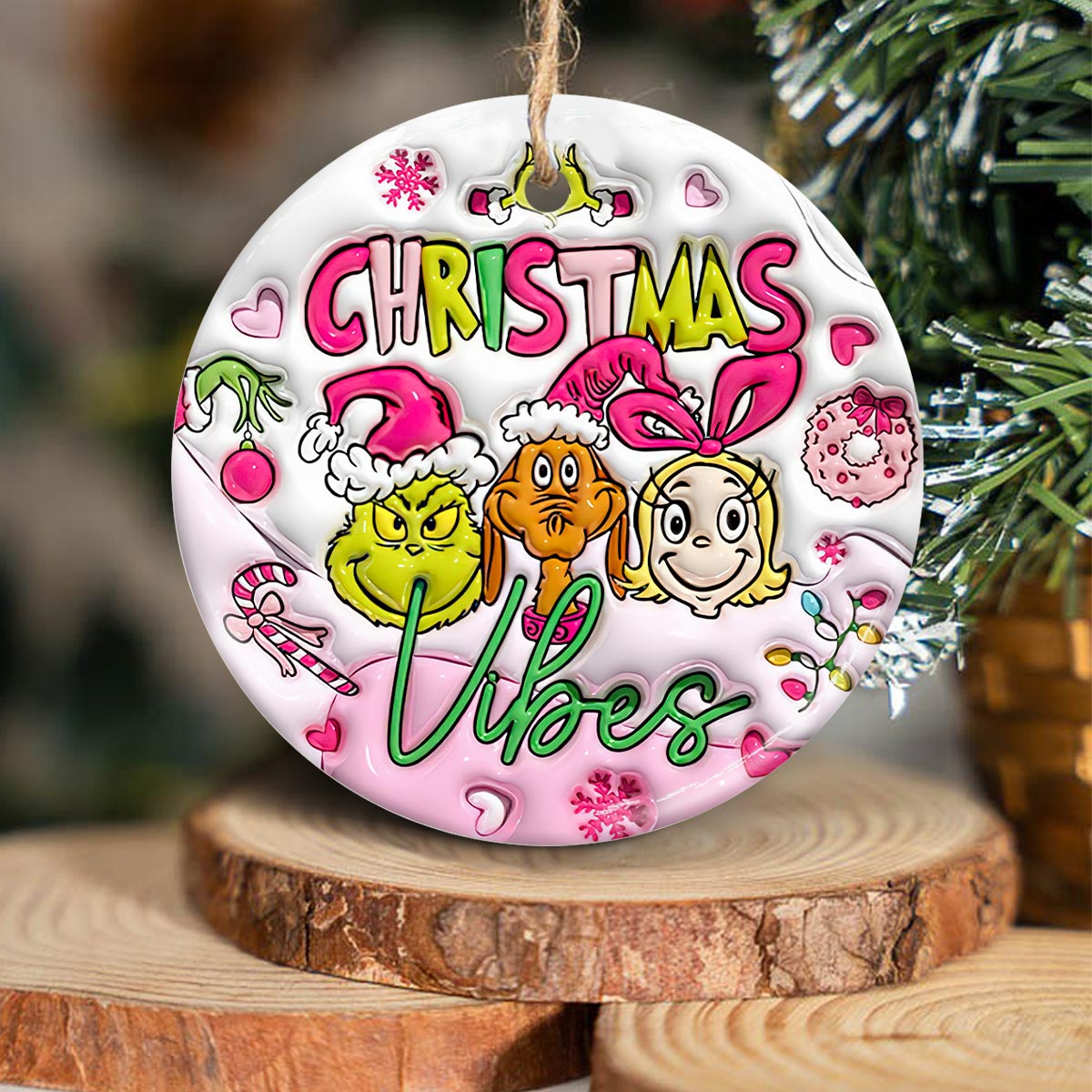 Frohe Weihnachten – Personalisierte Stola, runde Weihnachtskugel aus Keramik