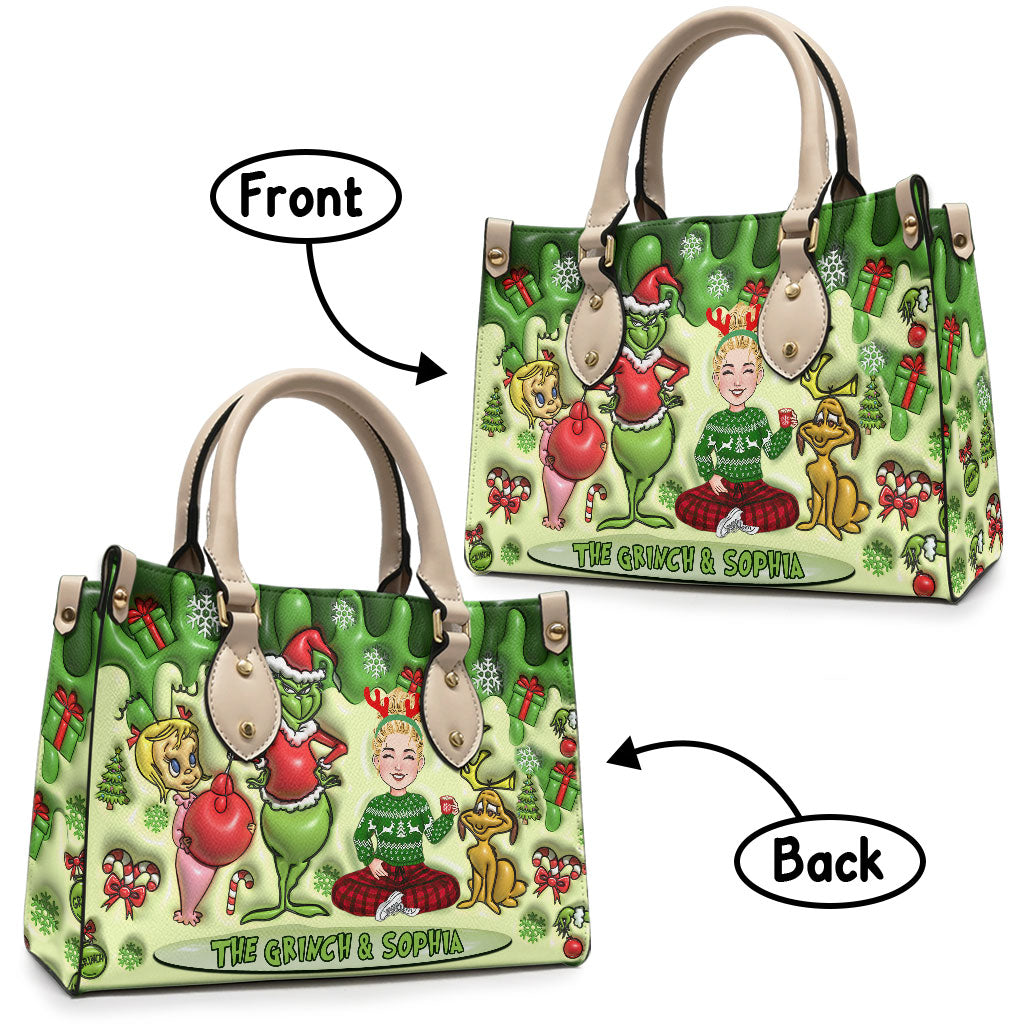 Frohe Weihnachten – Personalisierte Stola, Weihnachtshandtasche aus Leder