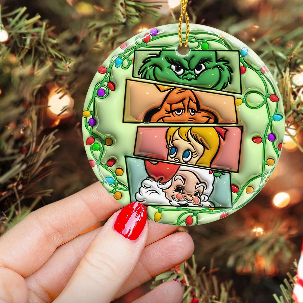 Frohe Weihnachten – Personalisierte Stola, runde Weihnachtskugel aus Keramik