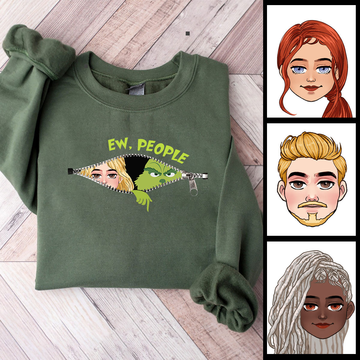 Ew People Green Mischief - T-shirt personnalisé « Volé Noël »