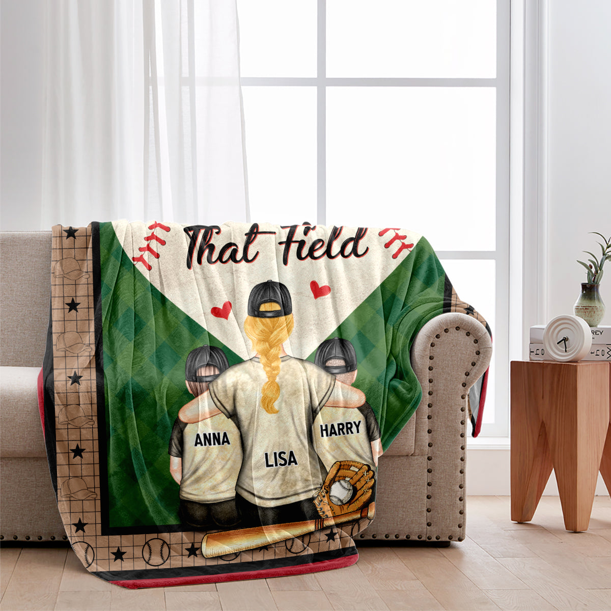 Mein Herz schlägt für dieses Spielfeld – personalisierte Baseballdecke
