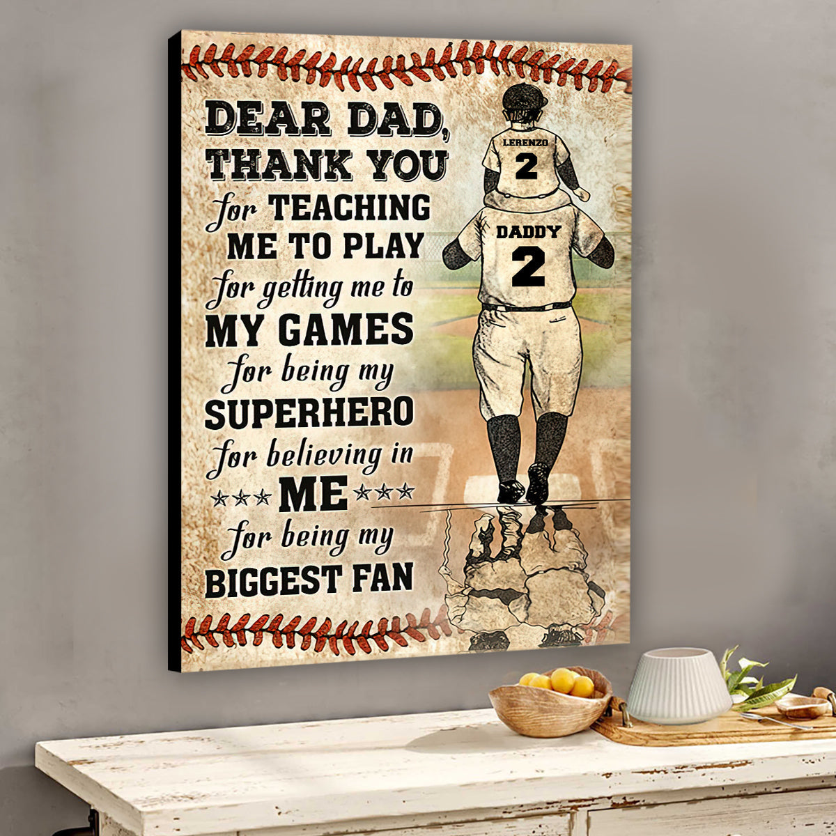 Merci papa, mon plus grand fan ! - Toile et affiche personnalisées sur le thème du baseball