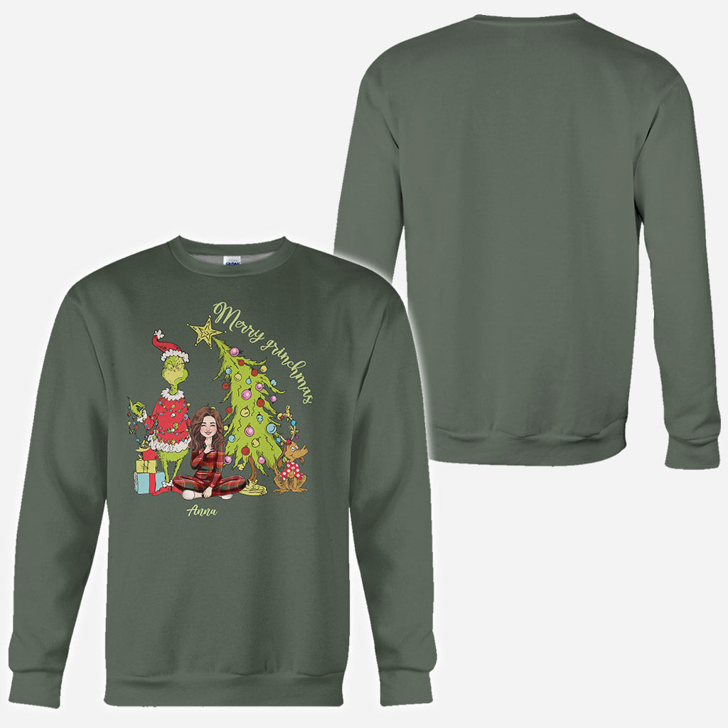 Merry Christmas Green Mischief - Personalized Stole Christmas All Over Shirt