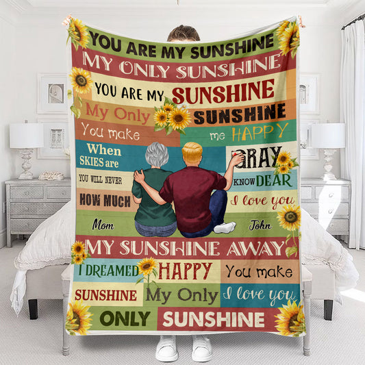 Mama, du bist mein Sonnenschein – Geschenk für Mama, Oma – Personalisierte Decke