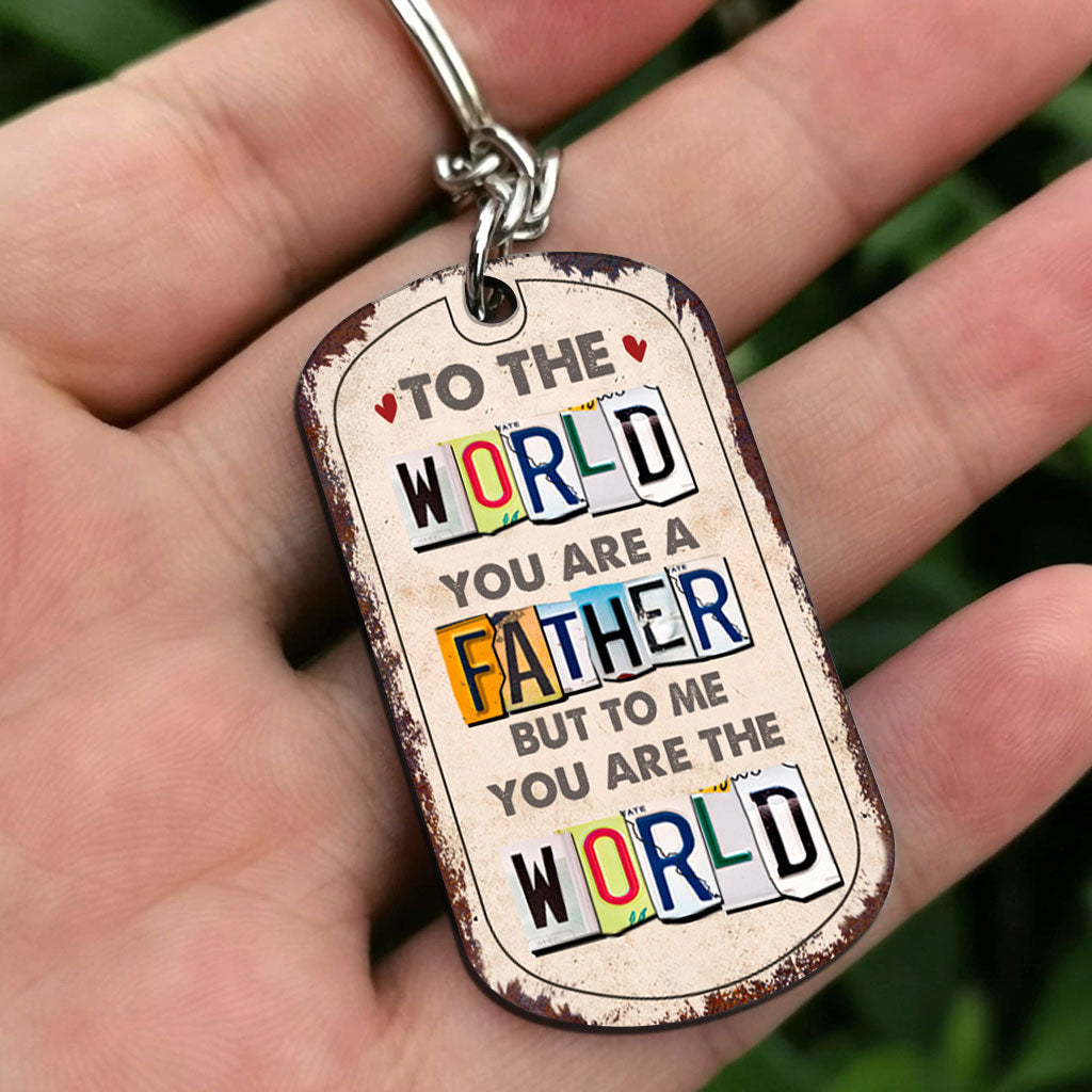 Tu es mon monde - Cadeau pour papa, maman - Porte-clés personnalisé en acier inoxydable