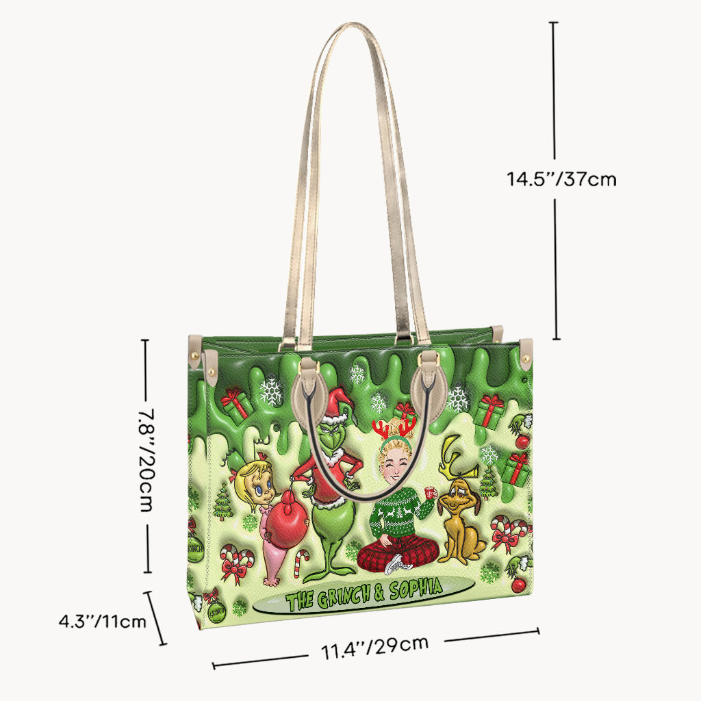 Frohe Weihnachten – Personalisierte Stola, Weihnachtshandtasche aus Leder