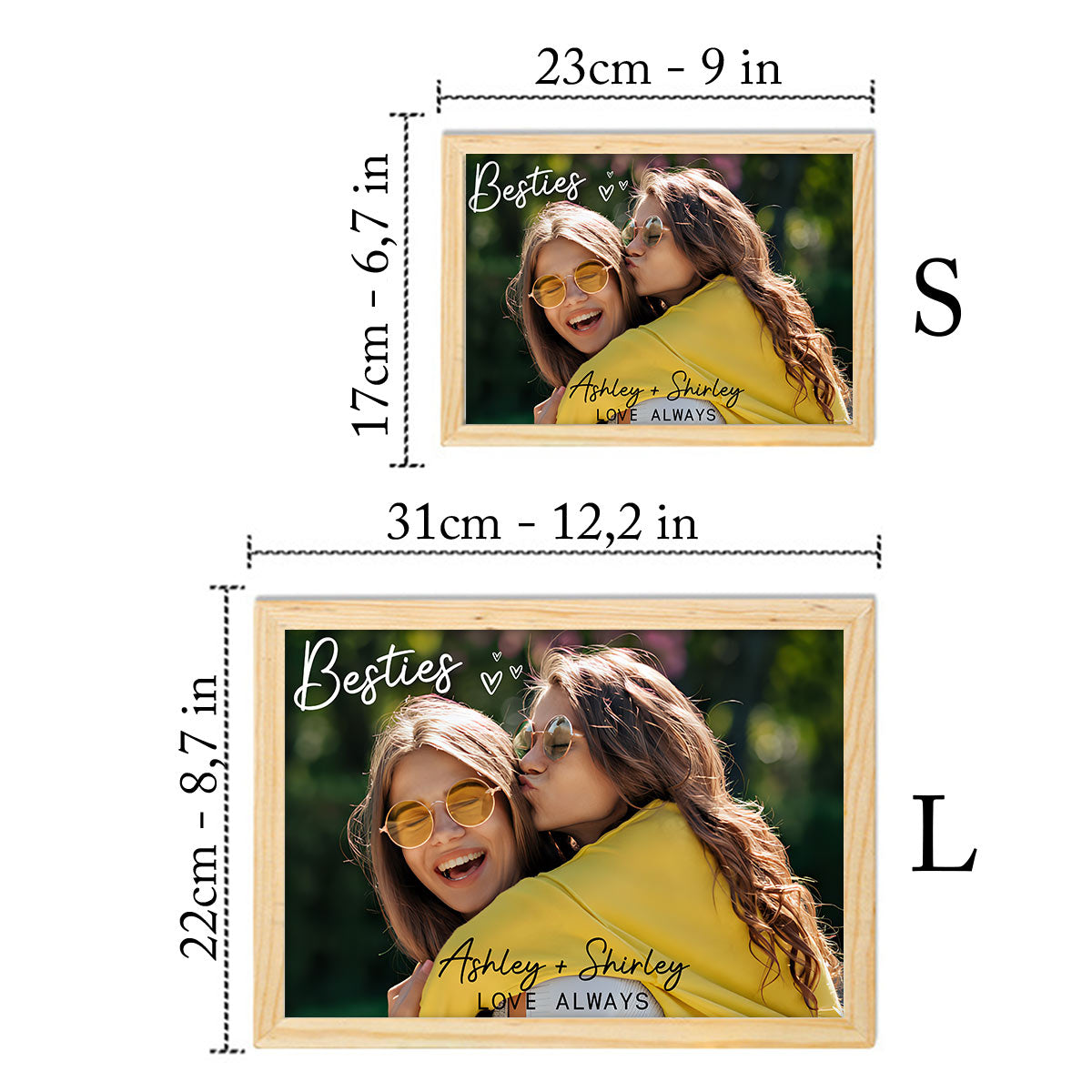 Meilleures amies pour toujours - Cadre photo lumineux personnalisé pour meilleures amies