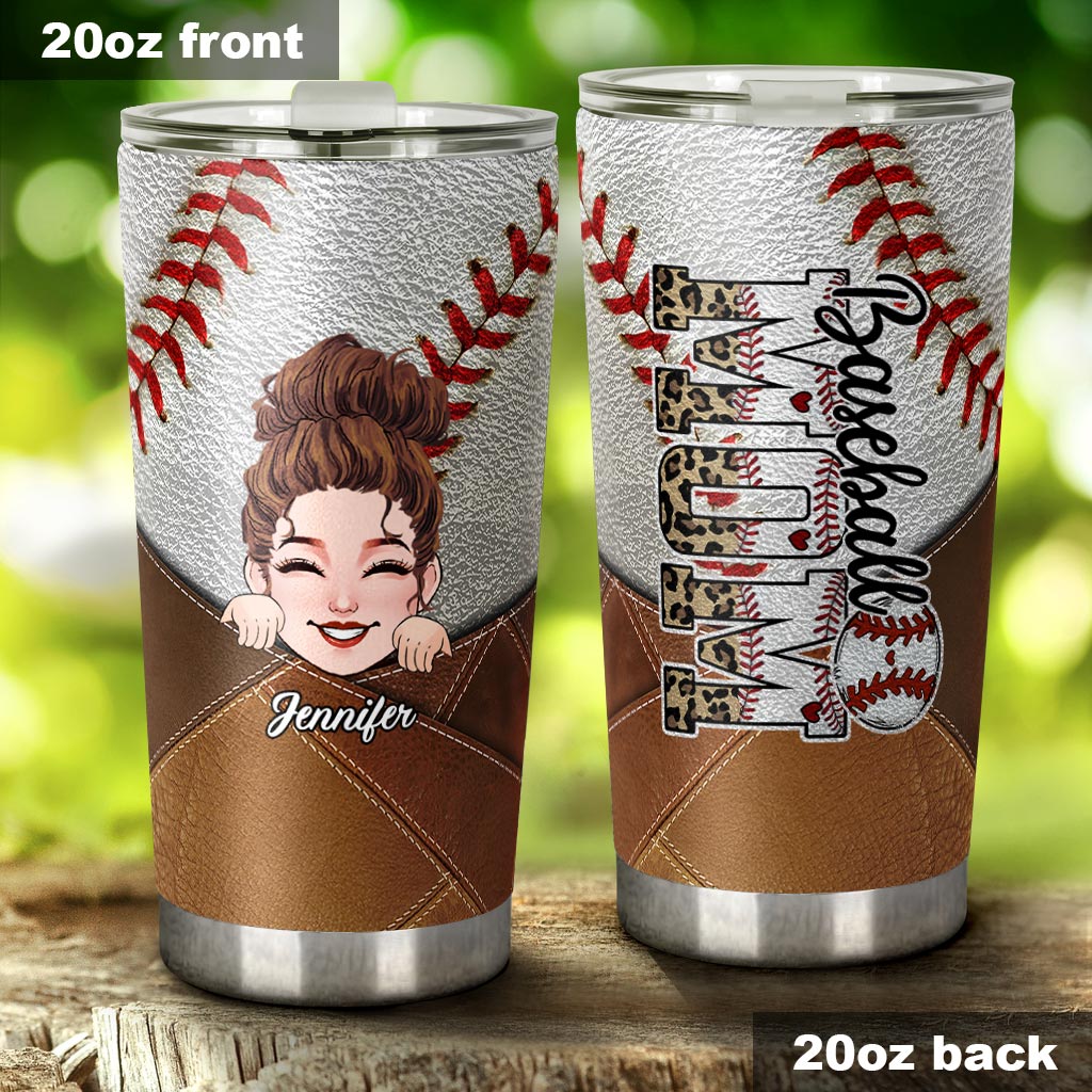 Maman de joueur de baseball, je vis mon rêve - Gobelet isotherme personnalisé sur le thème du baseball