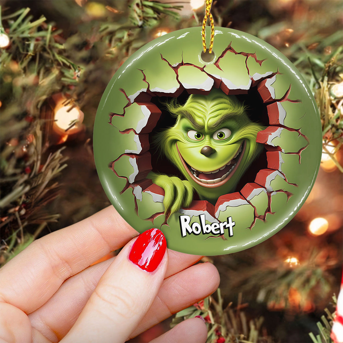 Fröhliche Grinchmas – Personalisierter Weihnachtsschmuck aus Keramik in Stolaform