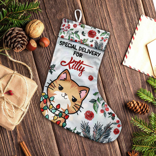 Sonderlieferung – Personalisierte Weihnachtsstrümpfe mit Katzenmotiv