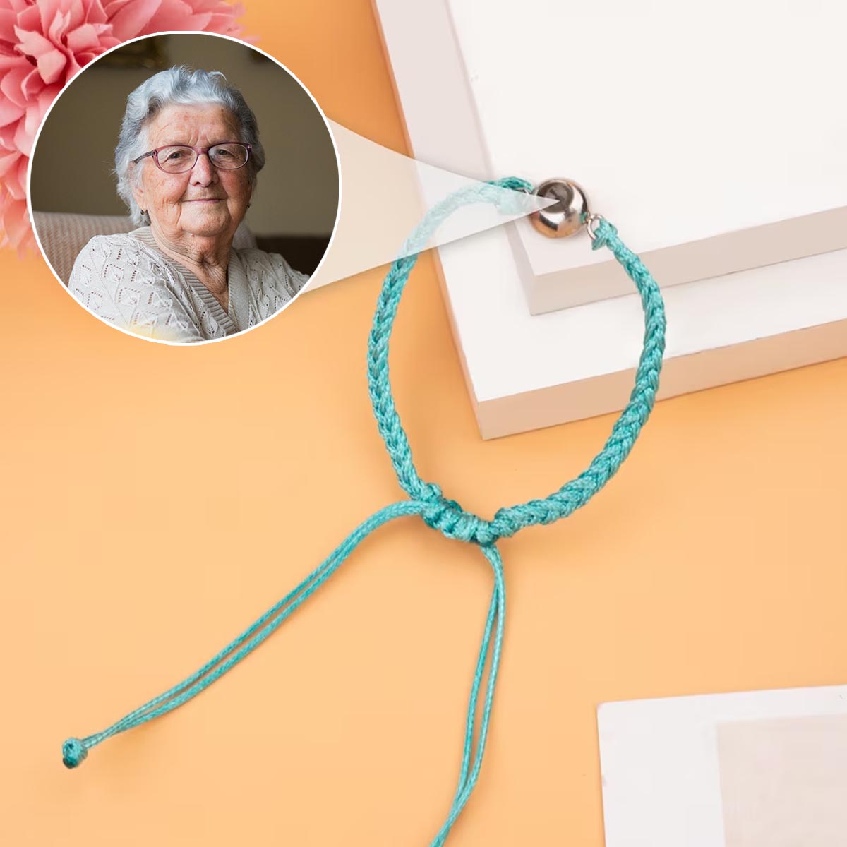 Those We Love Don't Go Away - Memorial gift for loss of - Personalized Projection Bracelet