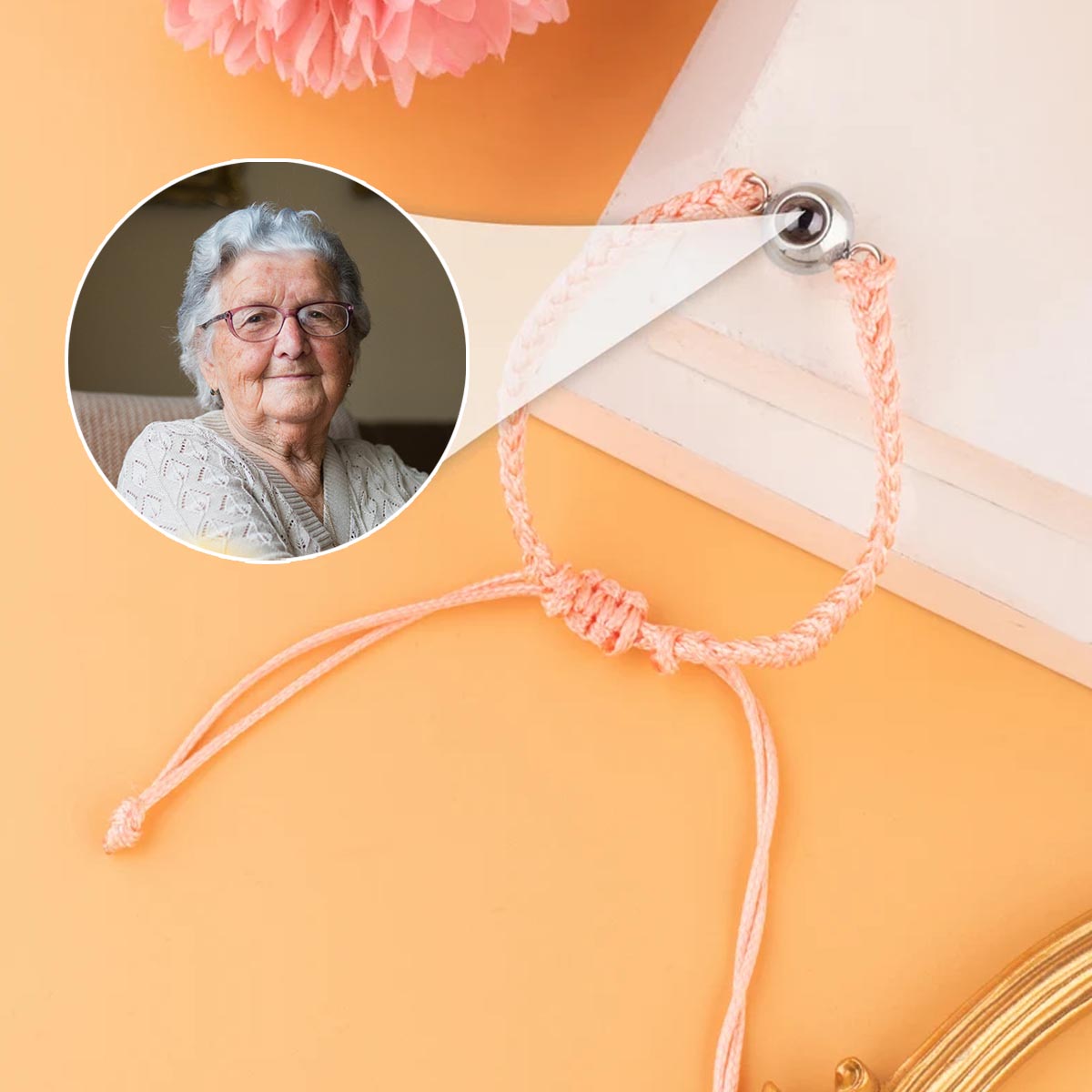 Those We Love Don't Go Away - Memorial gift for loss of - Personalized Projection Bracelet