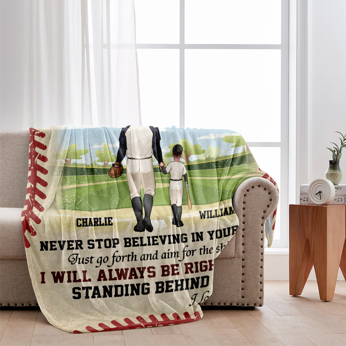 Ich bin immer für dich da – personalisierte Baseballdecke
