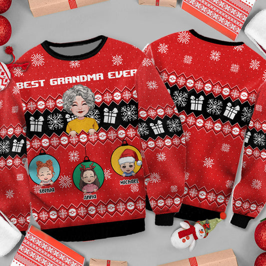 Best Grandma Ever - Personalized Grandma Ugly Sweater