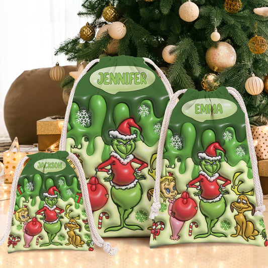 Merry Chrisrtmas - Personalized Stole Christmas Drawstring Tote Bag