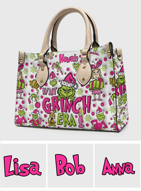 In My Pink Area - Personalized Stole Christmas Leather Handbag