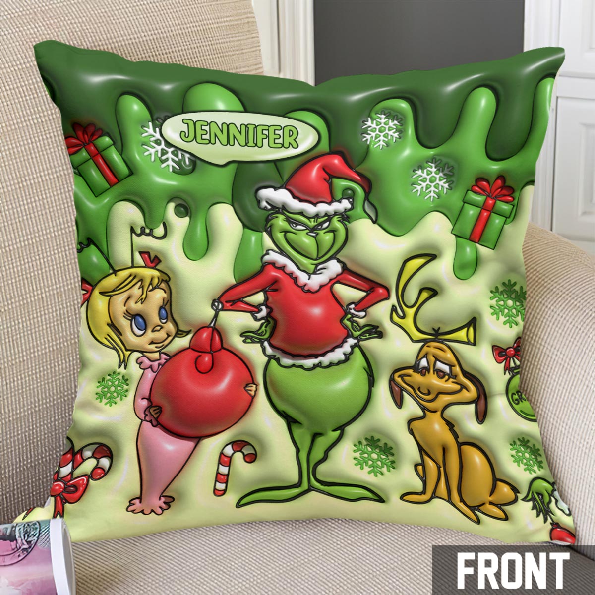 Merry Christmas - Personalized Stole Christmas Throw Pillow