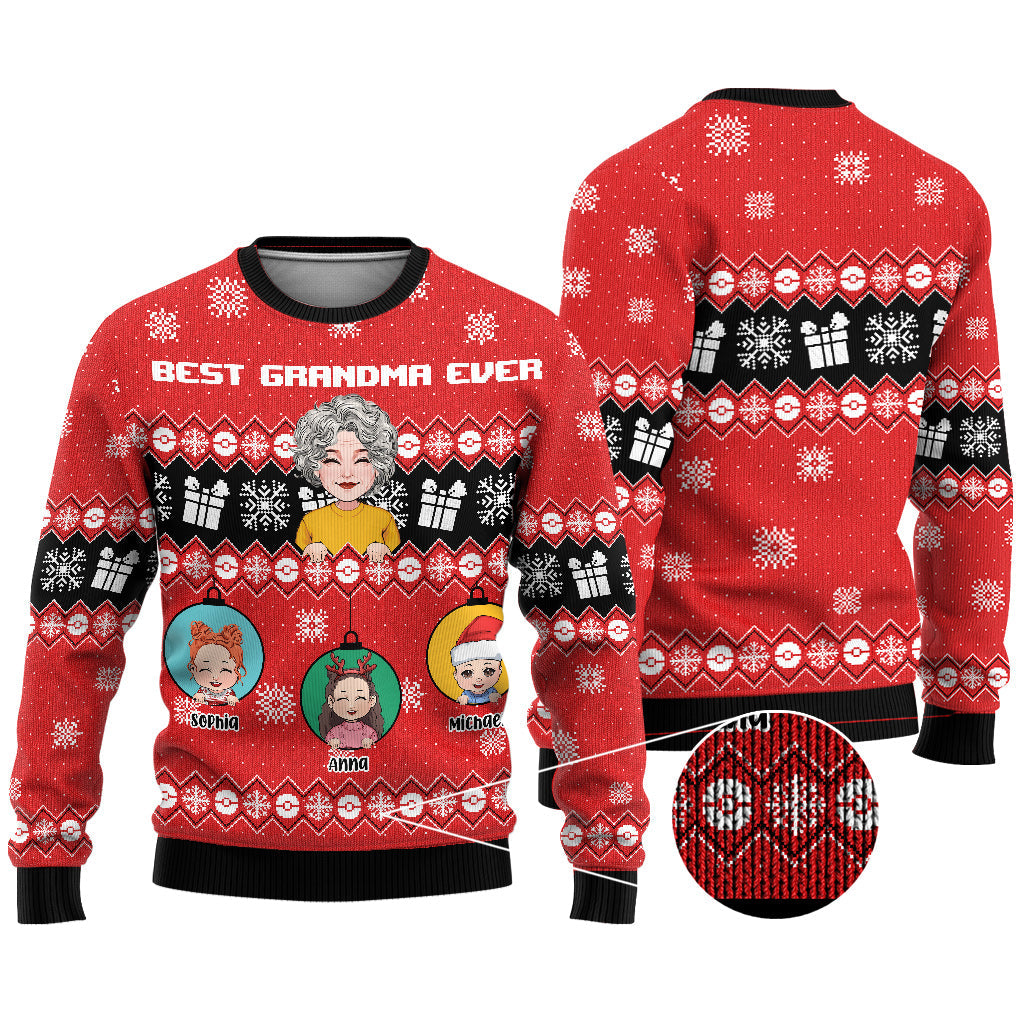 Best Grandma Ever - Personalized Grandma Ugly Sweater