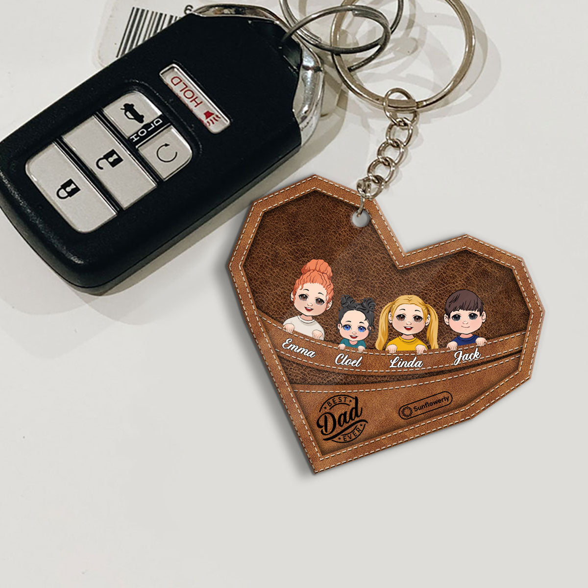 Meilleur papa/grand-mère/grand-père/maman du monde - Porte-clés personnalisé pour père