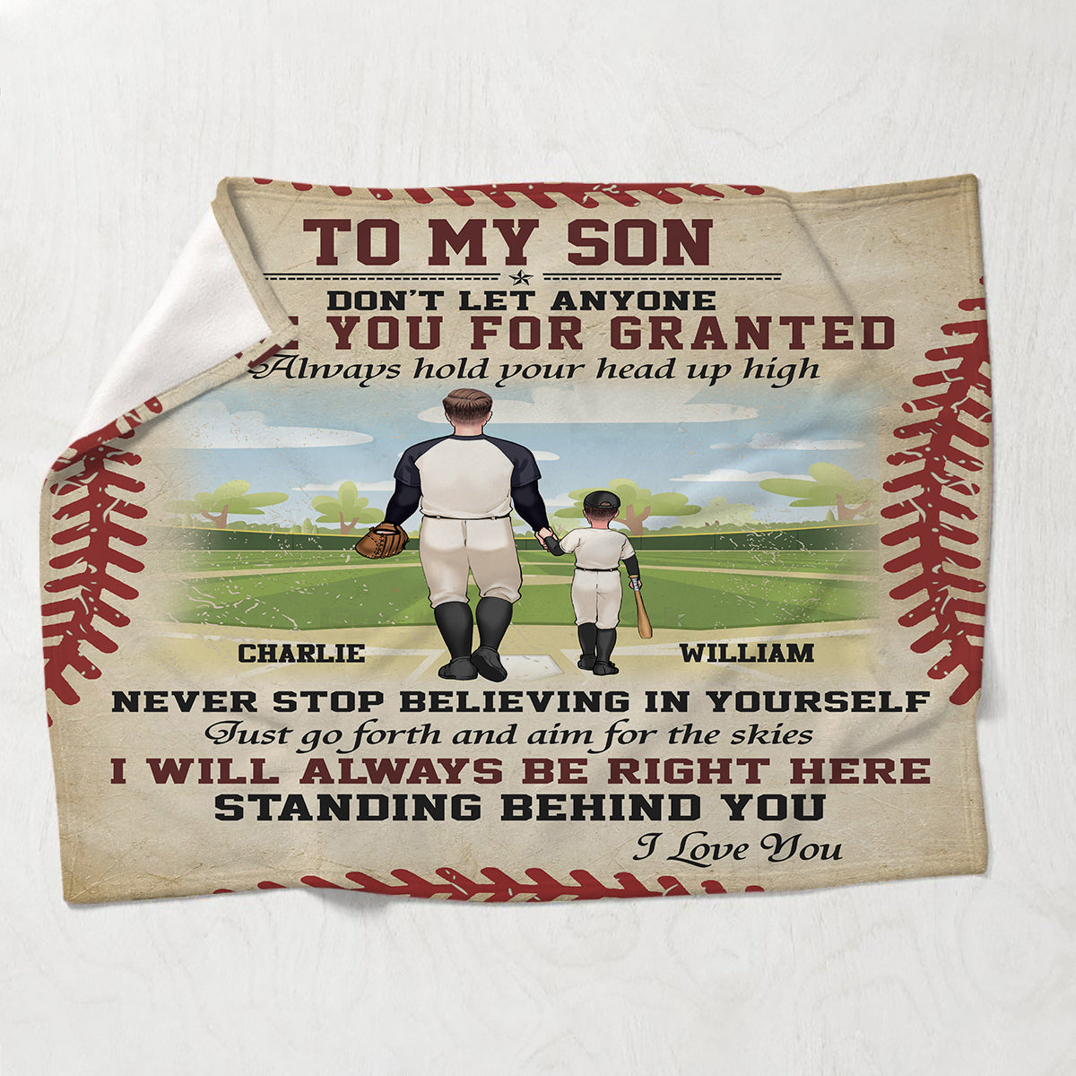 Ich bin immer für dich da – personalisierte Baseballdecke