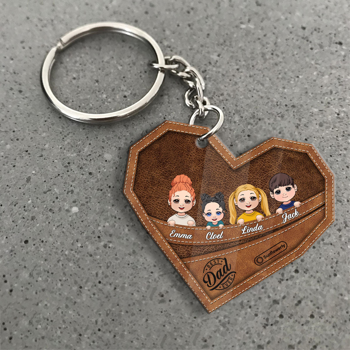 Meilleur papa/grand-mère/grand-père/maman du monde - Porte-clés personnalisé pour père