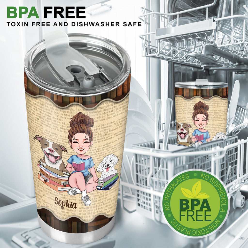 Just A Girl Who Loves Book And Dogs - Personalized Book Tumbler