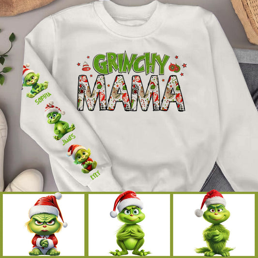 Grinch Mama - Personalisiertes „Stole Christmas All Over“-Shirt