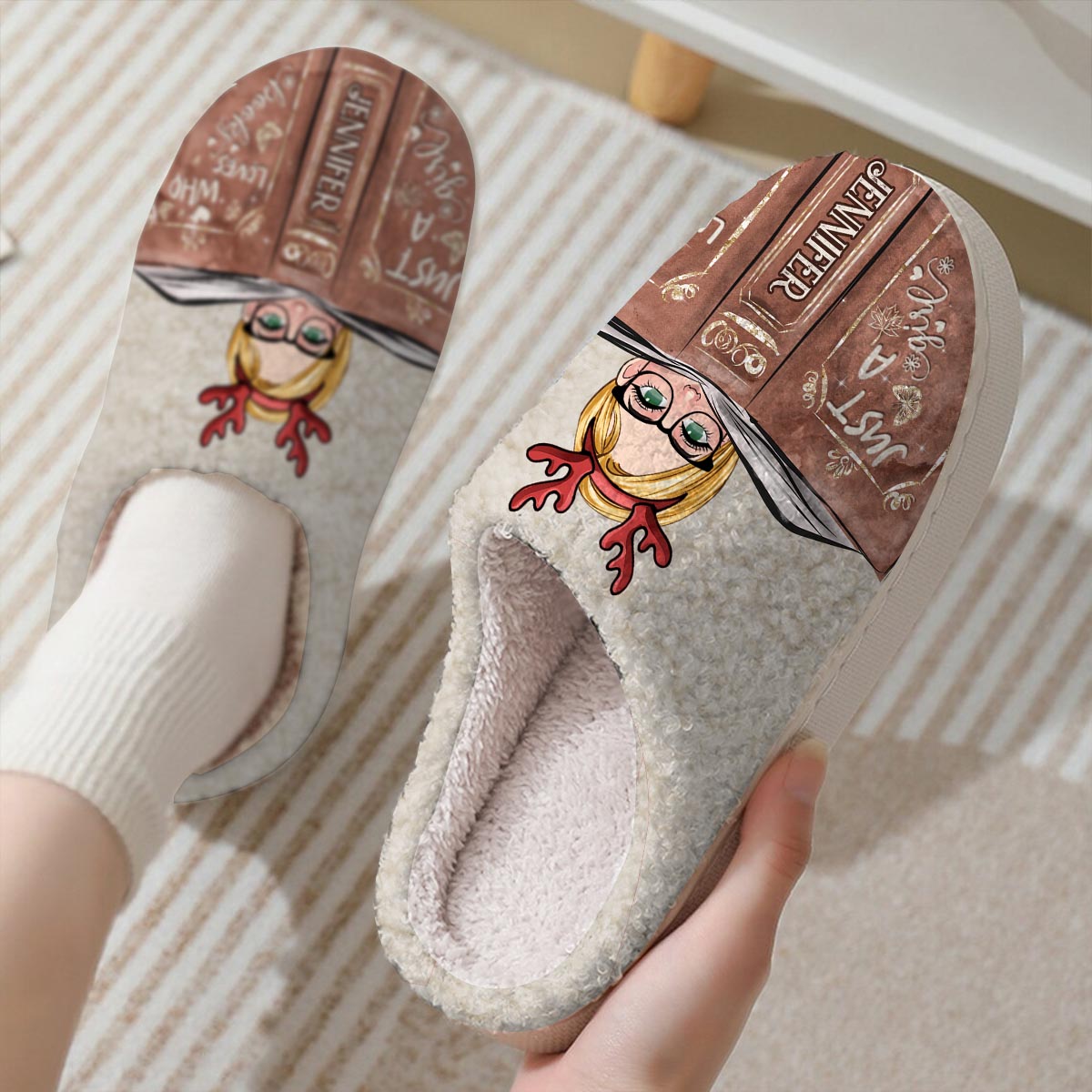 Just A Girl Who Loves Books - Personalized Book Slippers