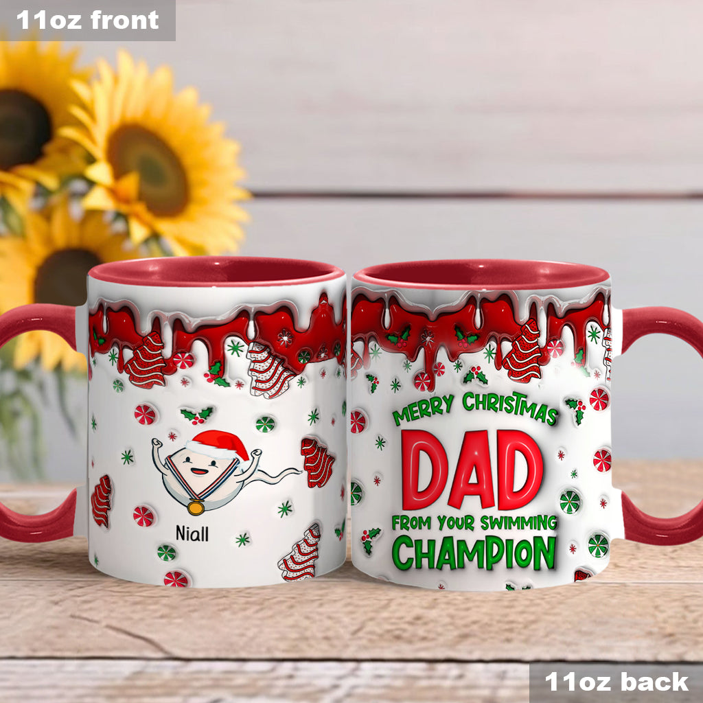 Joyeux Noël papa de la part de ton champion de natation - Mug personnalisé pour papa