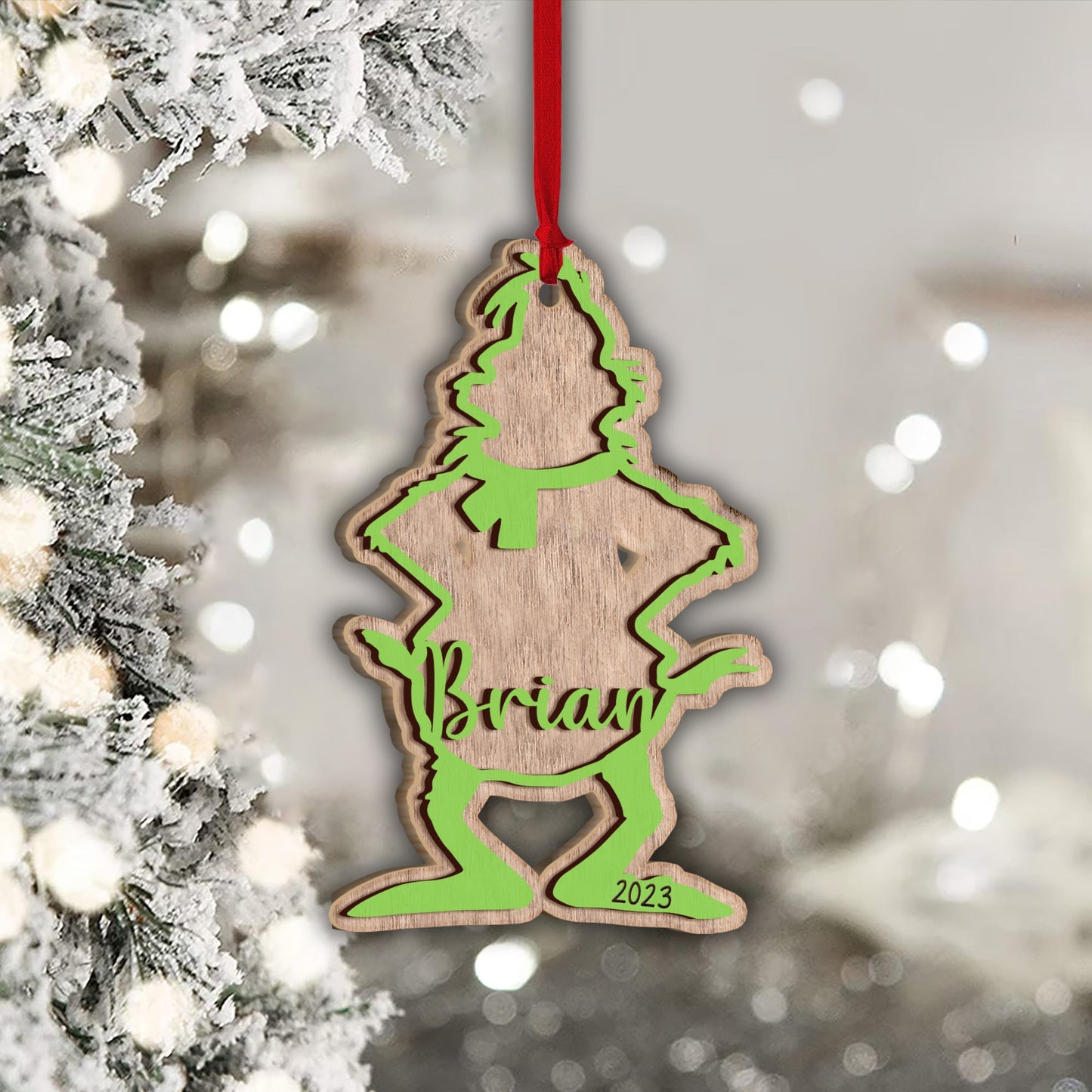 Merry Grinchmas - Personalized Stole Christmas 2 Layered Piece Ornament