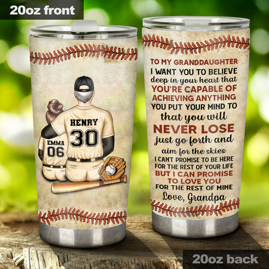 Ich möchte, dass du tief in deinem Herzen daran glaubst – Baseballgeschenk für Sohn, Tochter, Enkelin, Enkel – personalisierter Becher