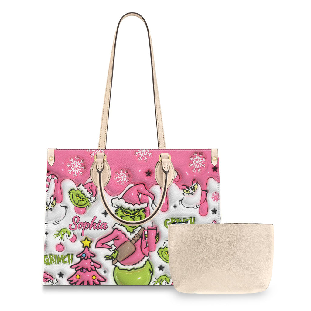 Personalisierte Lederhandtasche mit beliebigem Namen