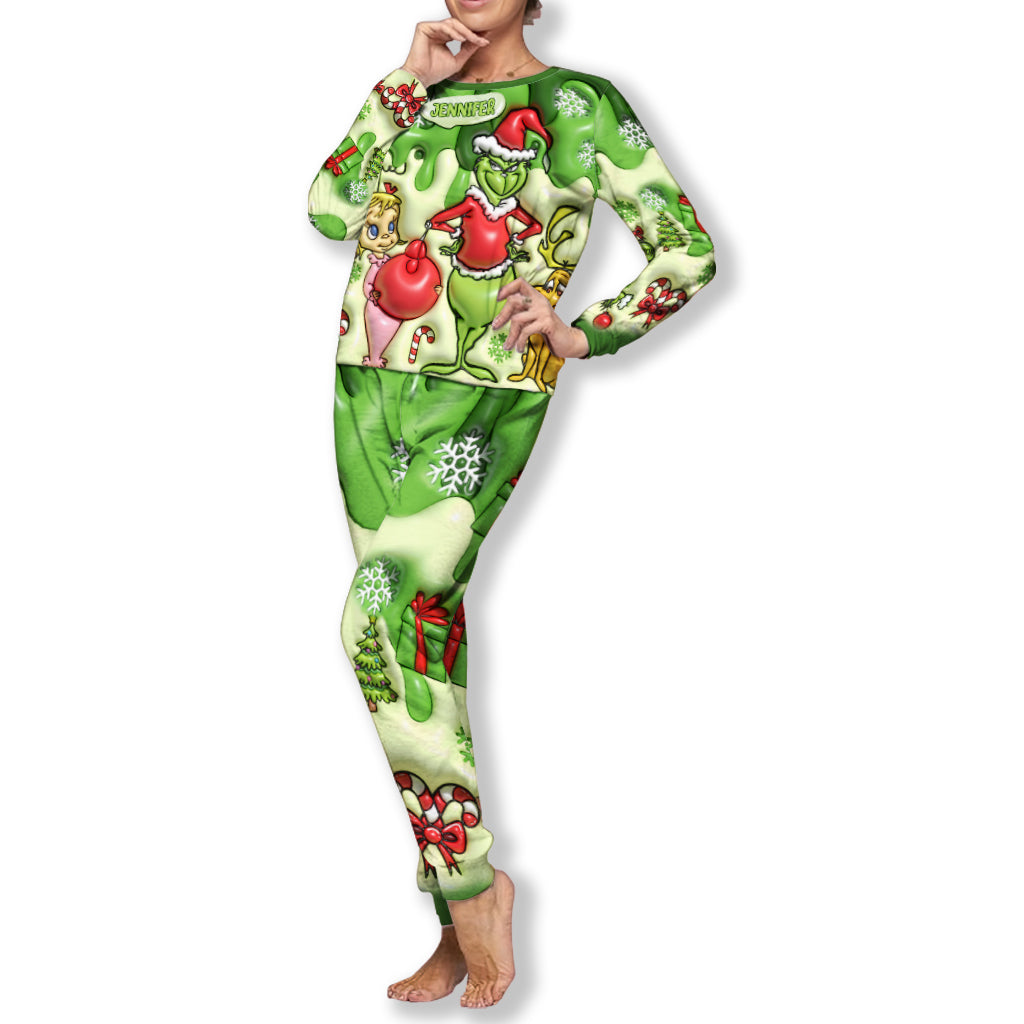 Frohe Weihnachten – Personalisiertes Stola-Weihnachtspyjama-Set