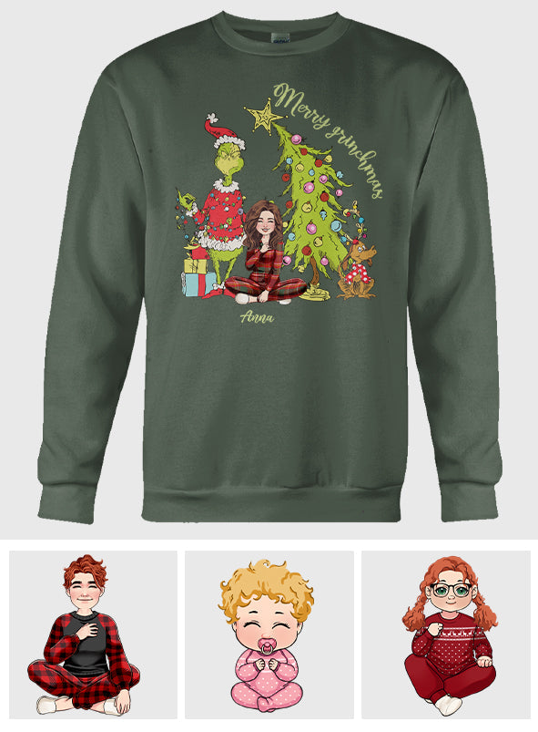 Merry Christmas Green Mischief - Personalized Stole Christmas All Over Shirt