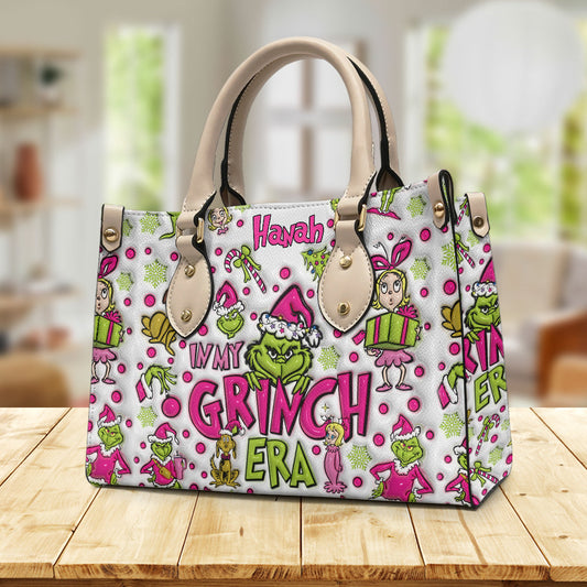 In My Pink Area - Personalisierte Stole Christmas Lederhandtasche