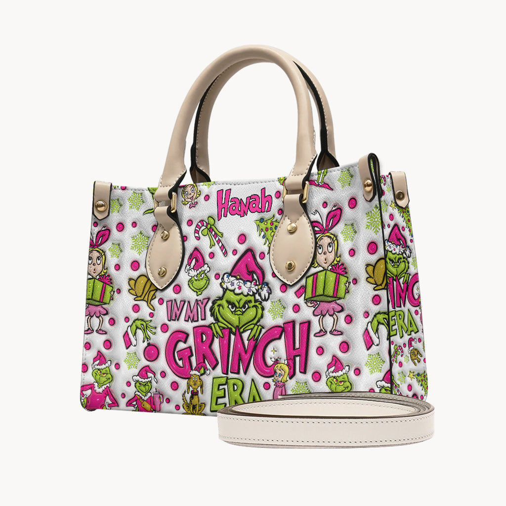 In My Pink Area - Personalized Stole Christmas Leather Handbag