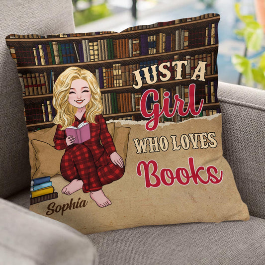 Einfach ein Mädchen, das Bücher liebt – personalisiertes Buchkissen