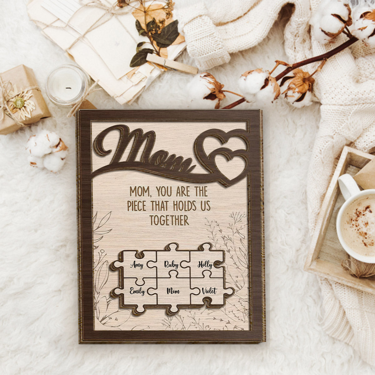 Tu es notre pilier - Plaque en bois personnalisée pour maman (2 couches)