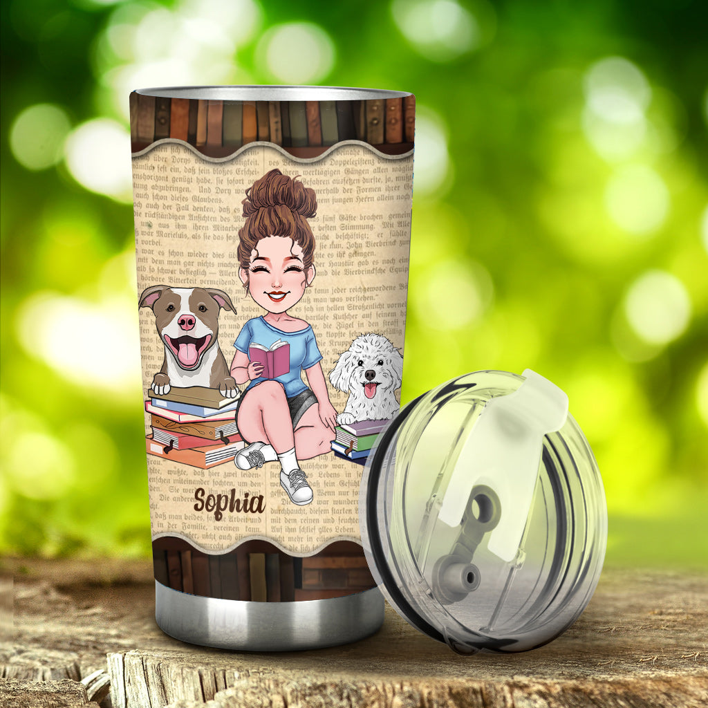 Just A Girl Who Loves Book And Dogs - Personalized Book Tumbler