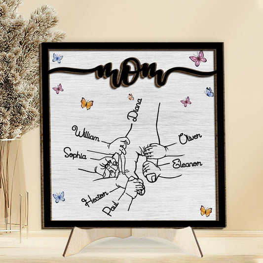 Halt meine Hand – Personalisiertes 2-lagiges Holzschild „Oma“ / Holzplakette
