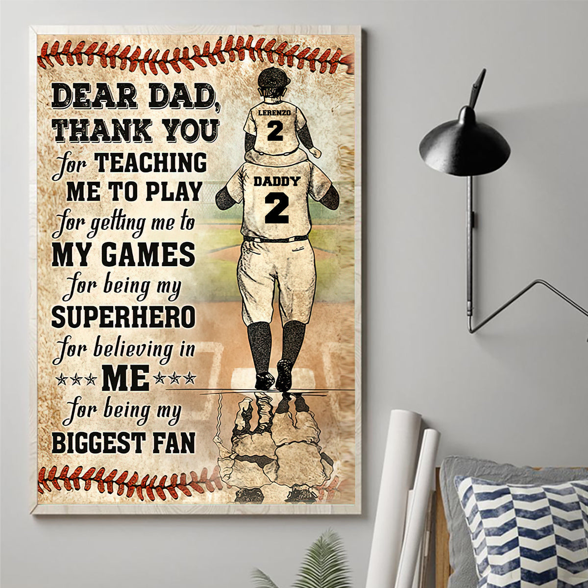 Merci papa, mon plus grand fan ! - Toile et affiche personnalisées sur le thème du baseball