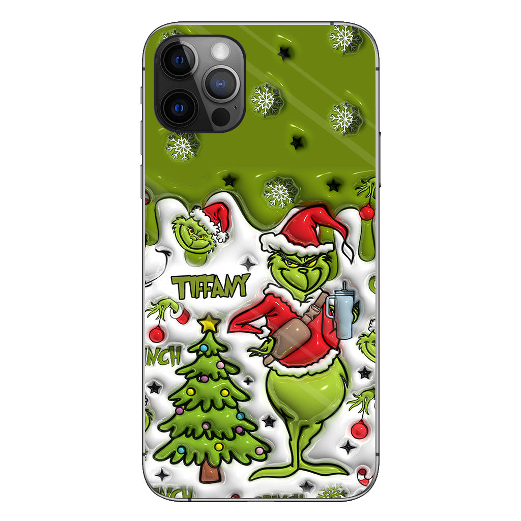 Joyeux Grinchmas - Coque de téléphone personnalisée avec étole de Noël