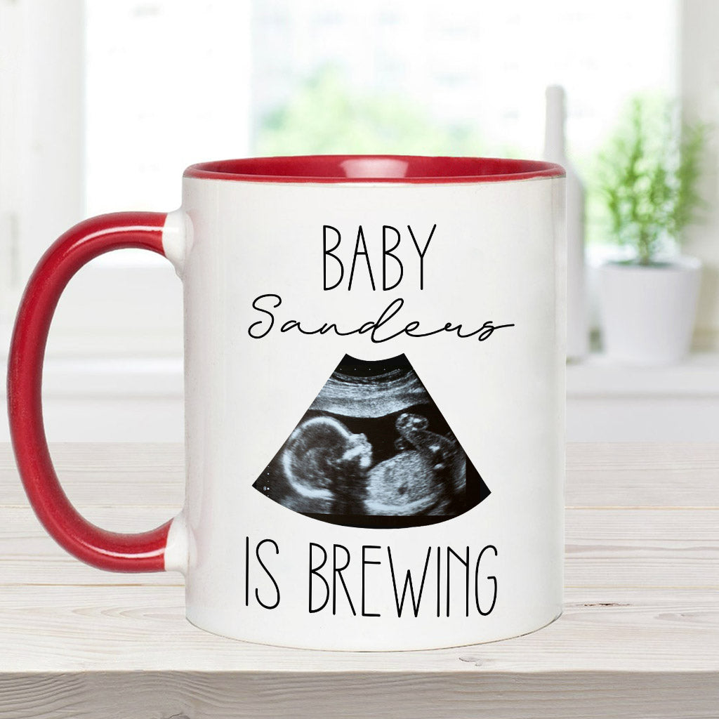 Baby Is Brewing Baby Ultrasound Photo - Pregnancy gift for wife - Personalized Accent Mug