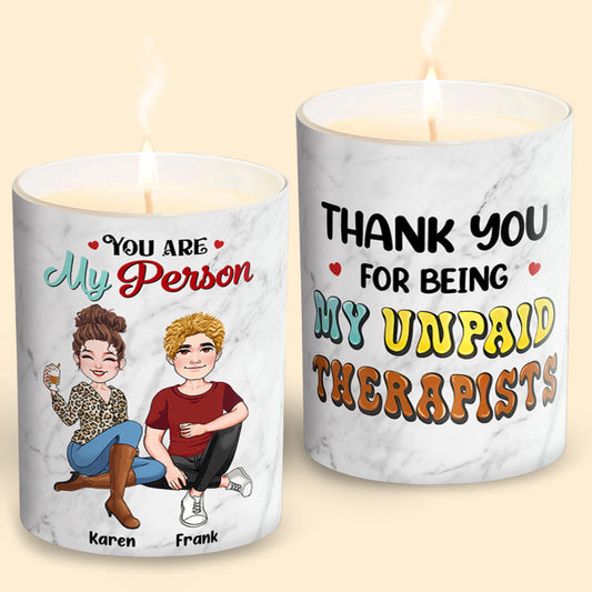 Danke, dass du meine unbezahlte Therapeutin bist – personalisierte Beste-Freundin-Kerze mit Holzdeckel
