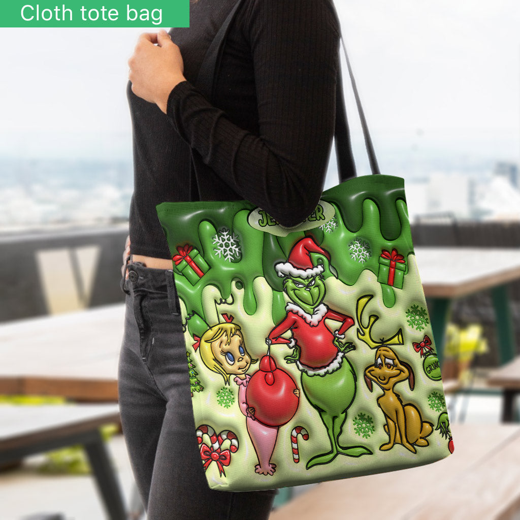 Merry Grinchmas - Personalized Stole Christmas Tote Bag