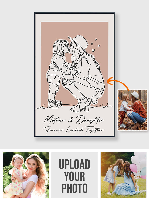 Individuelles Lineart-Porträt – Personalisierte Leinwand und Poster für die Mutter
