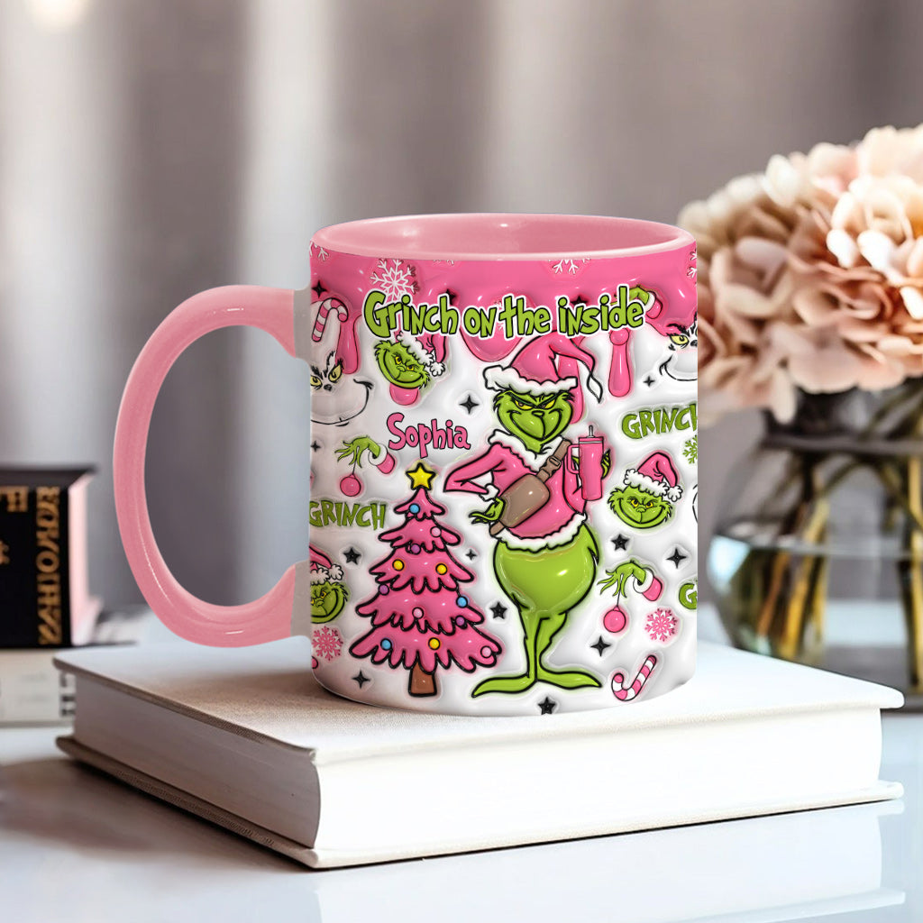 Grinchy On The Inside - Personalized Stole Christmas Accent Mug