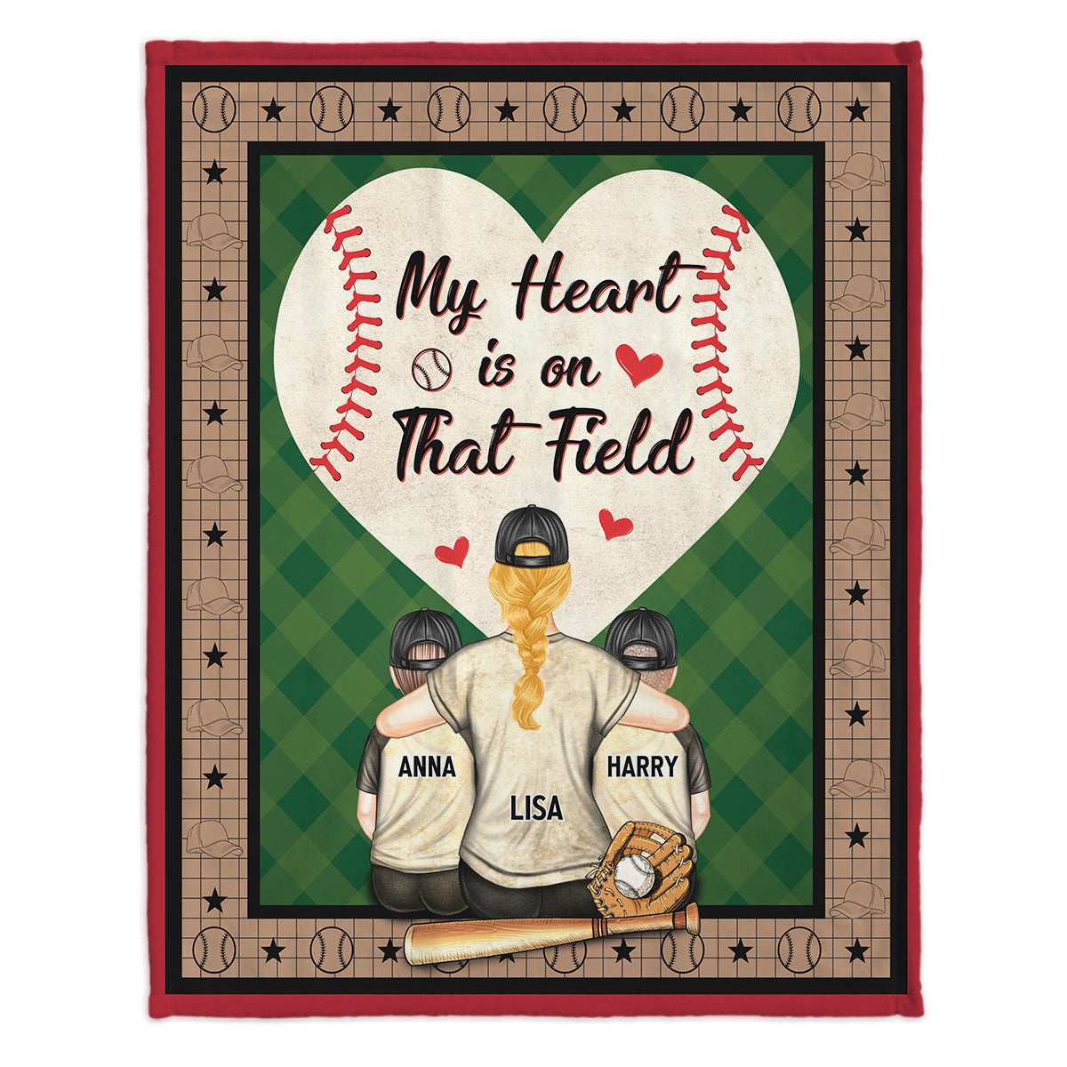 Mein Herz schlägt für dieses Spielfeld – personalisierte Baseballdecke
