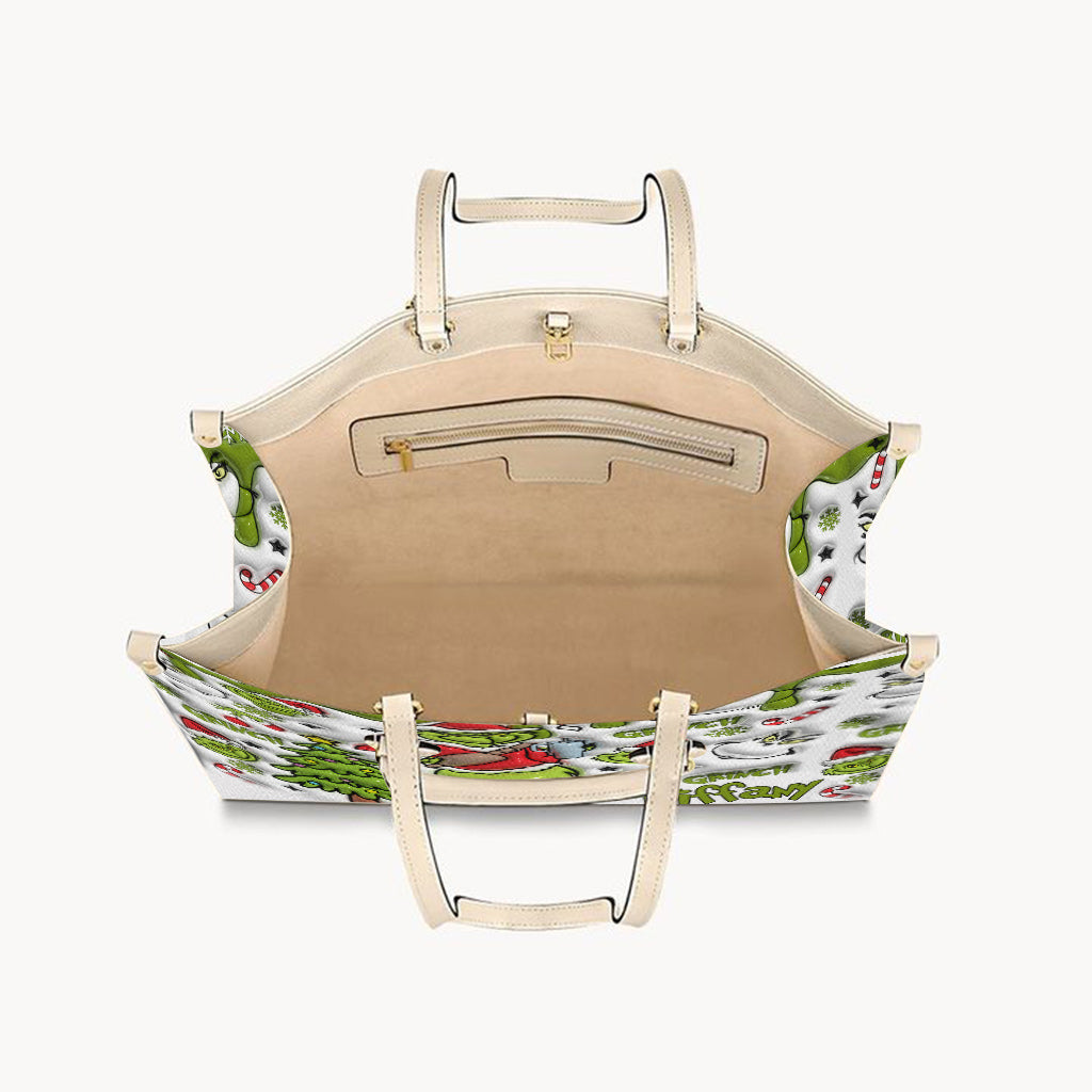 Joyeux Grinchmas - Étole de Noël personnalisée en cuir