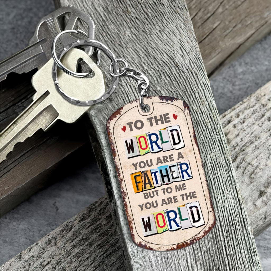 Tu es mon monde - Cadeau pour papa, maman - Porte-clés personnalisé en acier inoxydable